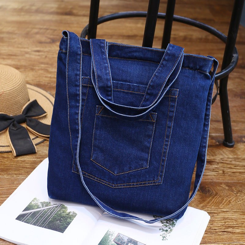 Wholesale new fashion color denim cloth shoulder bags fashion simple dual - purpose Satchel - Oopsdadforgot.com