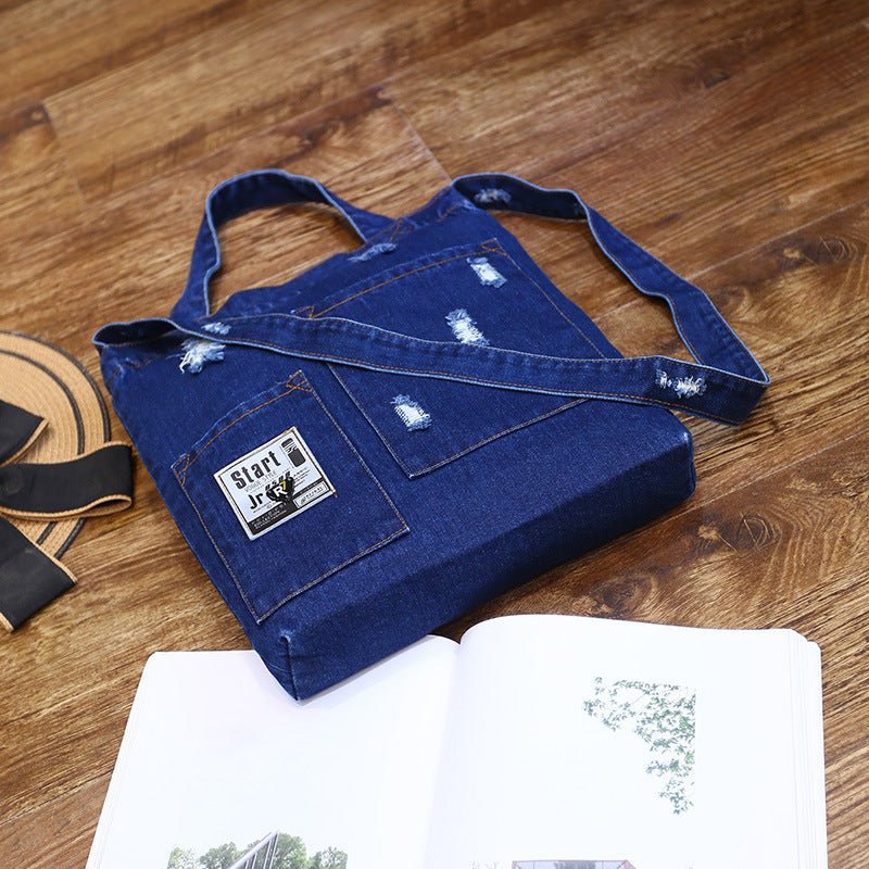 Wholesale new fashion color denim cloth shoulder bags fashion simple dual - purpose Satchel - Oopsdadforgot.com