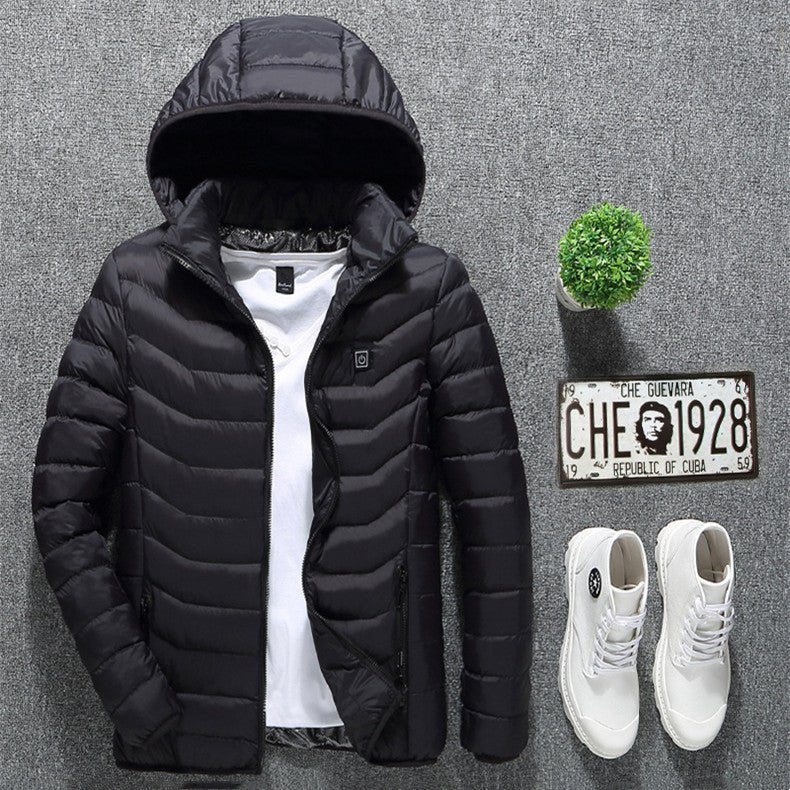 Winter Heated Jacket USB Electric Cotton Coat Zip - up Heater Thermal Clothing Heating Vest For Men - Oopsdadforgot.com