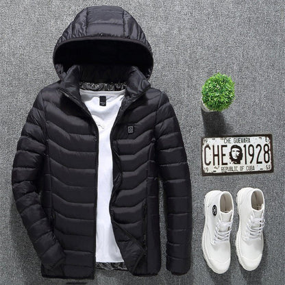 Winter Heated Jacket USB Electric Cotton Coat Zip - up Heater Thermal Clothing Heating Vest For Men - Oopsdadforgot.com