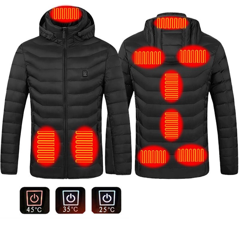 Winter Heated Jacket USB Electric Cotton Coat Zip - up Heater Thermal Clothing Heating Vest For Men - Oopsdadforgot.com