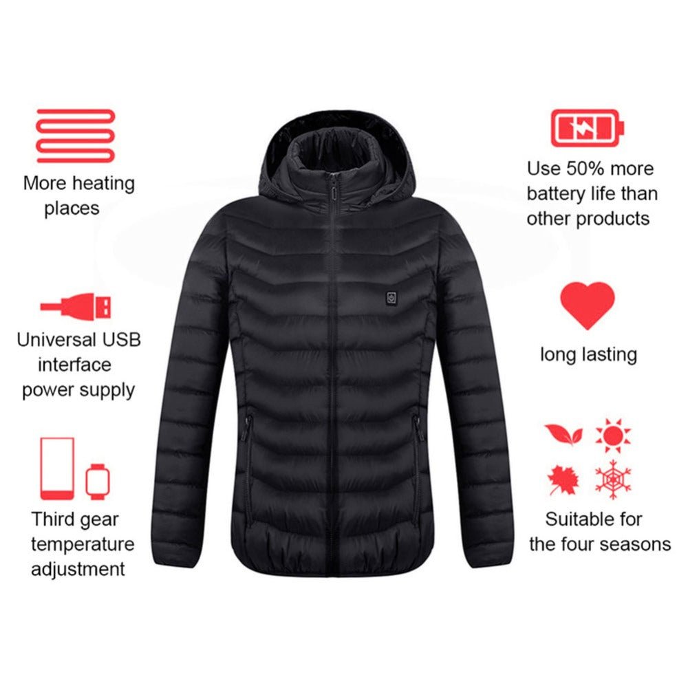 Winter Heated Jacket USB Electric Cotton Coat Zip - up Heater Thermal Clothing Heating Vest For Men - Oopsdadforgot.com