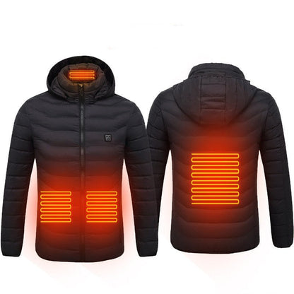 Winter Heated Jacket USB Electric Cotton Coat Zip - up Heater Thermal Clothing Heating Vest For Men - Oopsdadforgot.com