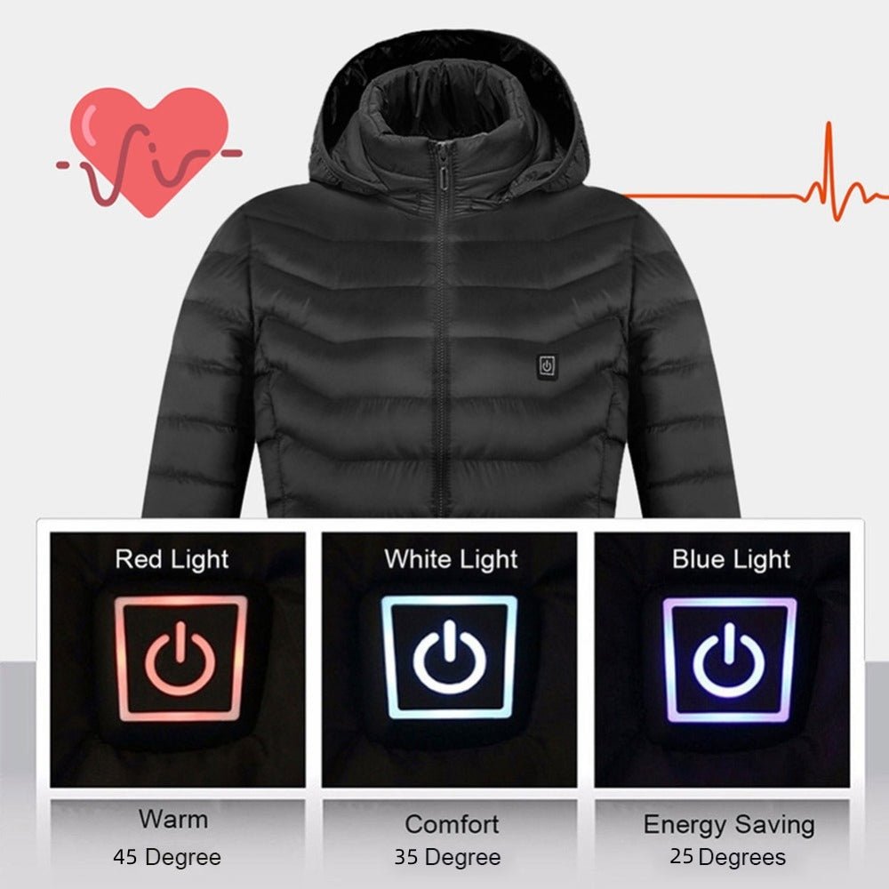 Winter Heated Jacket USB Electric Cotton Coat Zip - up Heater Thermal Clothing Heating Vest For Men - Oopsdadforgot.com