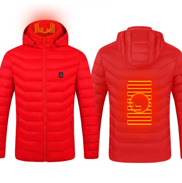 Winter Heated Jacket USB Electric Cotton Coat Zip - up Heater Thermal Clothing Heating Vest For Men - Oopsdadforgot.com