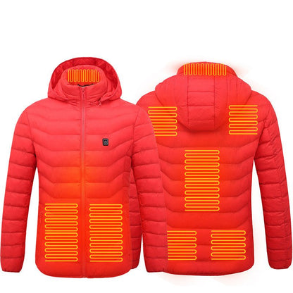 Winter Heated Jacket USB Electric Cotton Coat Zip - up Heater Thermal Clothing Heating Vest For Men - Oopsdadforgot.com