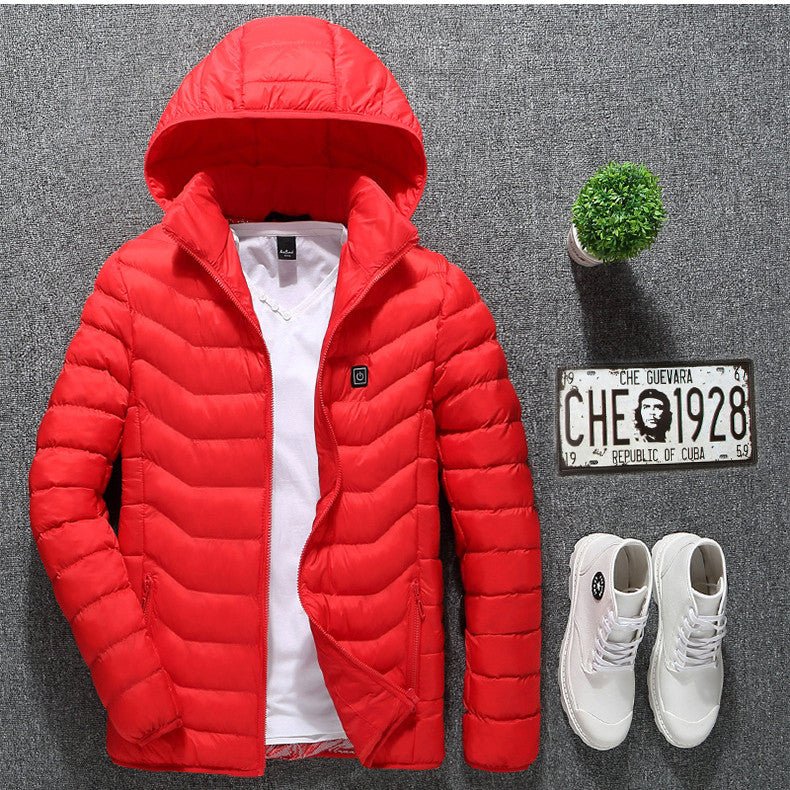 Winter Heated Jacket USB Electric Cotton Coat Zip - up Heater Thermal Clothing Heating Vest For Men - Oopsdadforgot.com