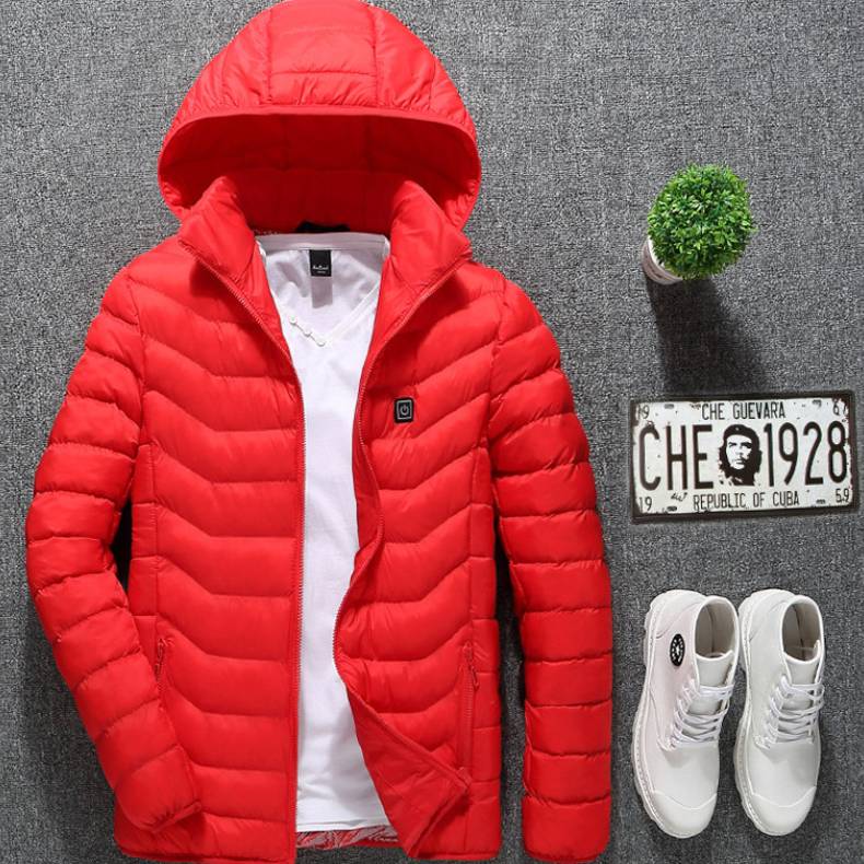 Winter Heated Jacket USB Electric Cotton Coat Zip - up Heater Thermal Clothing Heating Vest For Men - Oopsdadforgot.com