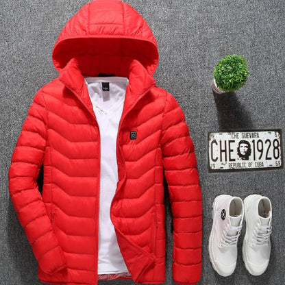 Winter Heated Jacket USB Electric Cotton Coat Zip - up Heater Thermal Clothing Heating Vest For Men - Oopsdadforgot.com