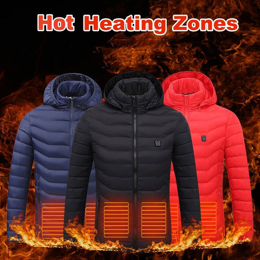 Winter Heated Jacket USB Electric Cotton Coat Zip - up Heater Thermal Clothing Heating Vest For Men - Oopsdadforgot.com