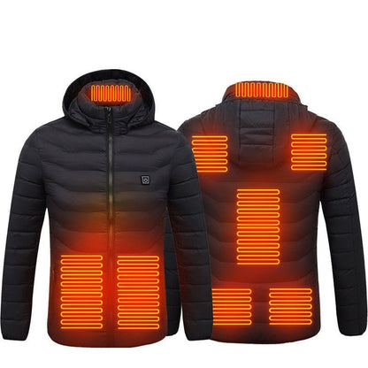 Winter Heated Jacket USB Electric Cotton Coat Zip - up Heater Thermal Clothing Heating Vest For Men - Oopsdadforgot.com