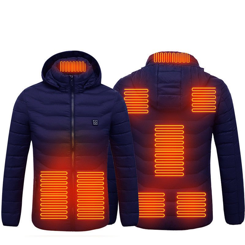 Winter Heated Jacket USB Electric Cotton Coat Zip - up Heater Thermal Clothing Heating Vest For Men - Oopsdadforgot.com
