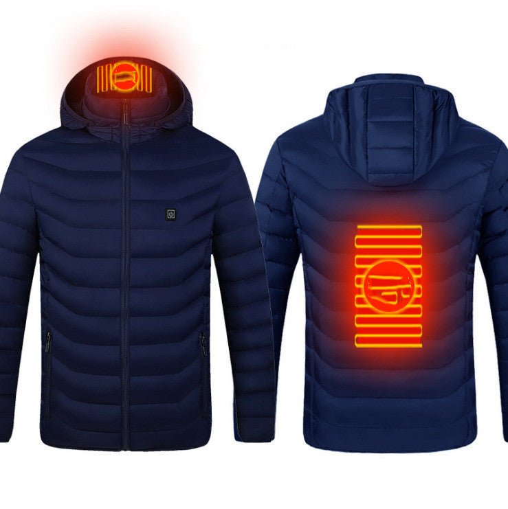 Winter Heated Jacket USB Electric Cotton Coat Zip - up Heater Thermal Clothing Heating Vest For Men - Oopsdadforgot.com