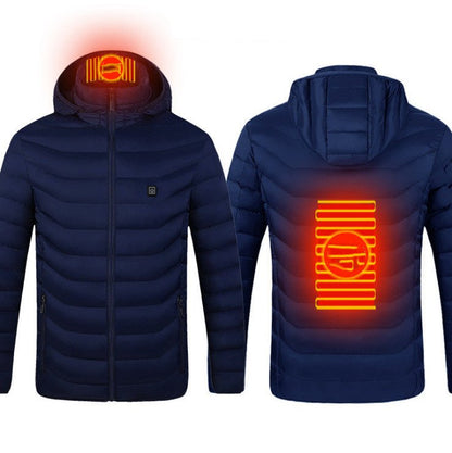 Winter Heated Jacket USB Electric Cotton Coat Zip - up Heater Thermal Clothing Heating Vest For Men - Oopsdadforgot.com
