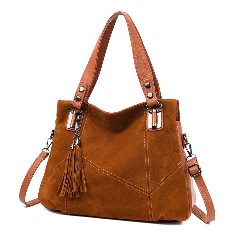 Womens Retro Tassel Zipper Suede Shoulder Crossbody Bag - Oopsdadforgot.com