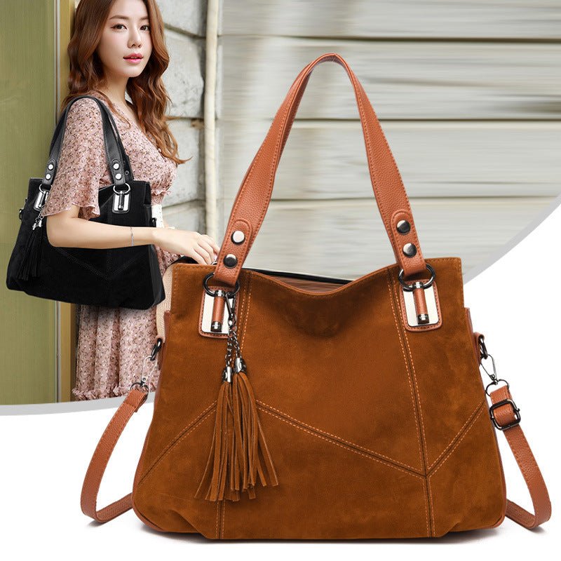 Womens Retro Tassel Zipper Suede Shoulder Crossbody Bag - Oopsdadforgot.com
