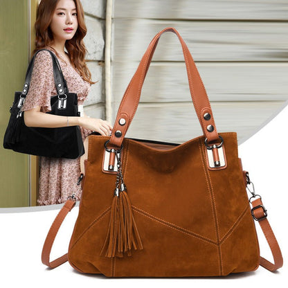 Womens Retro Tassel Zipper Suede Shoulder Crossbody Bag - Oopsdadforgot.com